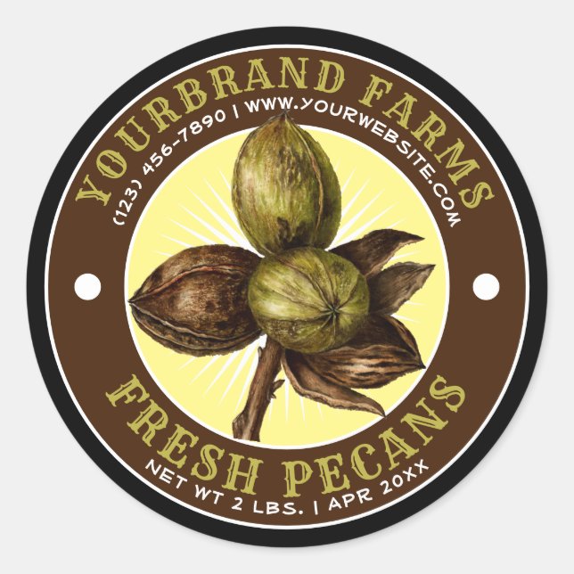 Vintage Fresh Pecans Label Template (Front)