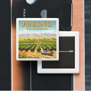 Vintage Fresno California 15 Cm Square Badge