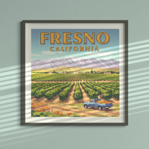 Vintage Fresno California Poster