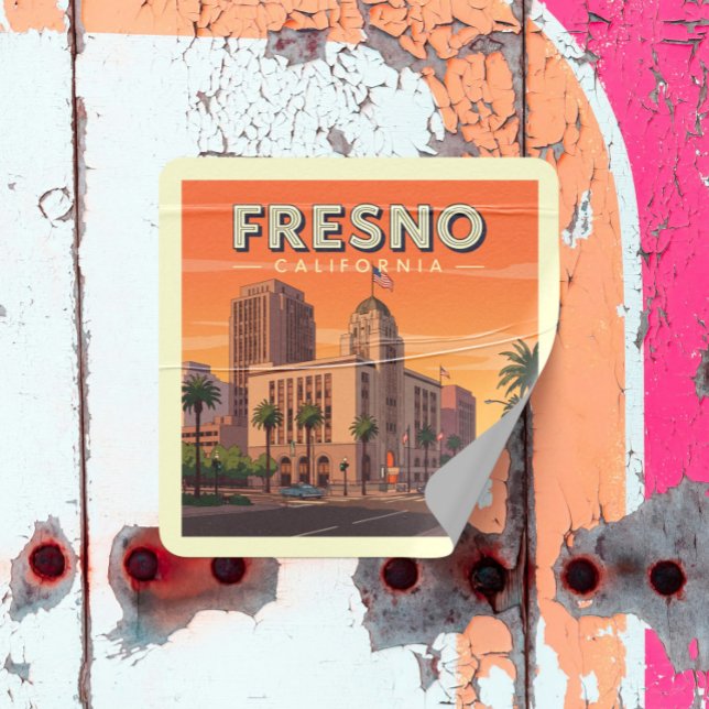 Vintage Fresno California Square Sticker (Creator Uploaded)