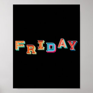Vintage Friday Day Of The Week Easy Group Hallowee Poster