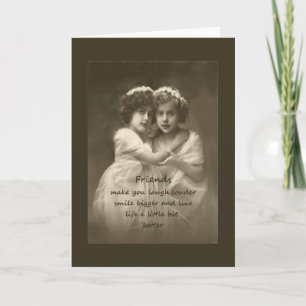 Vintage Friends Inspirational Friendship Quote Card
