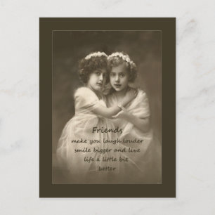Vintage Friends Inspirational Friendship Quote Postcard