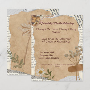 Vintage Friendship Anniversary celebration RSVP Card