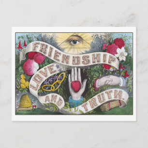 Vintage Friendship, Love and Truth Postcard