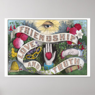 Vintage Friendship, Love and Truth Poster