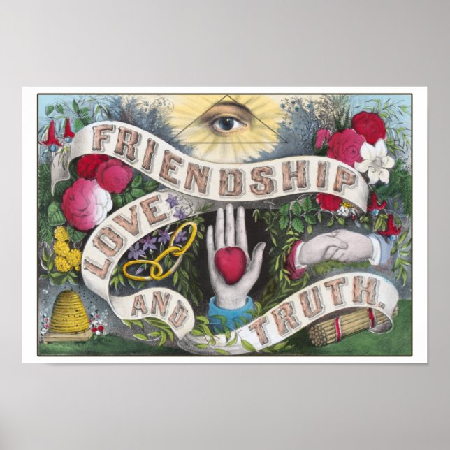 Vintage Friendship, Love and Truth Poster (Front)
