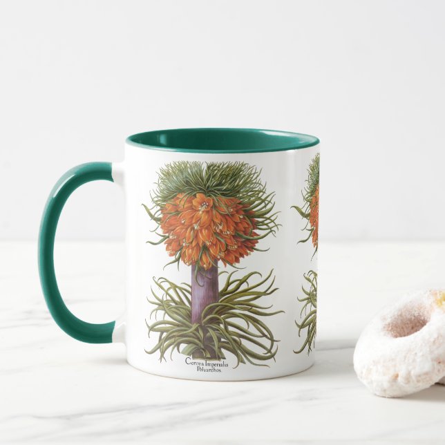 Vintage Fritillaria Flowers by Basilius Besler Mug (With Donut)