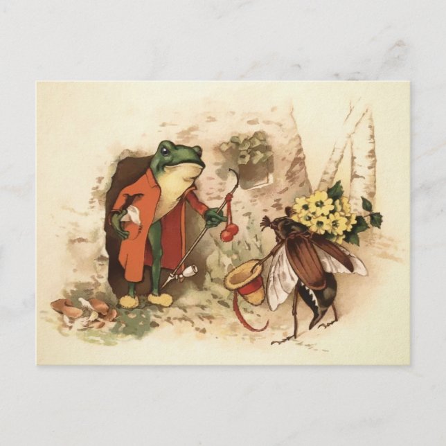 Vintage Frog and Bug Postcard (Front)