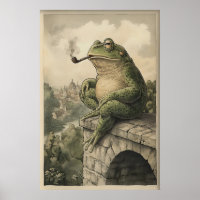 Vintage Frog Art Print, Victorian Frog Smoking