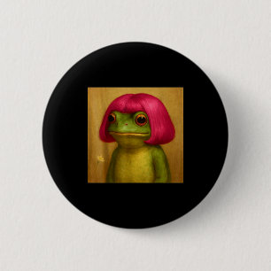 Vintage Frog Bob Haircut Funny Meme For Men Women  6 Cm Round Badge