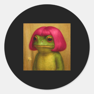 Vintage Frog Bob Haircut Funny Meme For Men Women  Classic Round Sticker