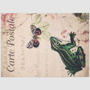 Vintage Frog & Butterfly French Floral  Tissue Paper