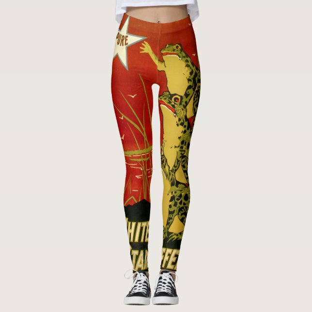 Vintage frog coffee advert leggings (Front)