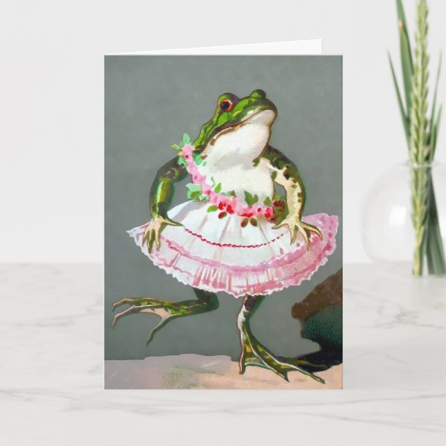 Vintage Frog in a Dress Customisable Card (Front)
