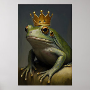 Vintage Frog King Art Print Classic Toad with