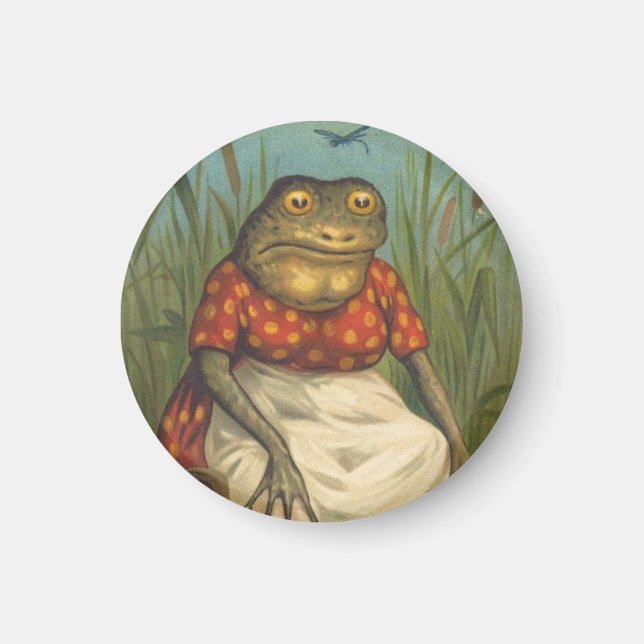 Vintage Frog Lady Magnet (Front)