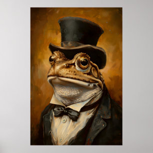 Vintage Frog Portrait Art Print Gothic Animal Wall