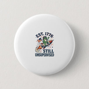 Vintage Frog Rocket Est 1776 Unsupervised Shirt_1 6 Cm Round Badge