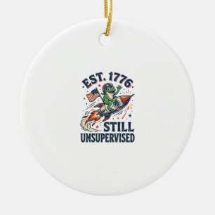 Vintage Frog Rocket Est 1776 Unsupervised Shirt_1 Ceramic Tree Decoration