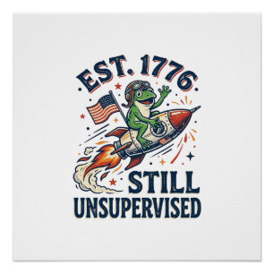 Vintage Frog Rocket Est 1776 Unsupervised Shirt_1 Poster