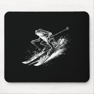 Vintage frog snow skiing downhill ski squad winter mouse mat