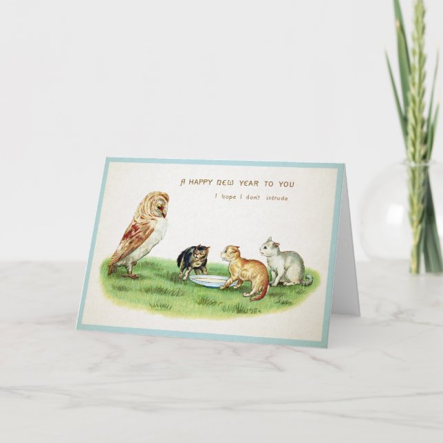 Vintage Frogs New Year Card (Front)