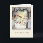 Vintage Frohe Weihnachten Christmas card<br><div class="desc">Vintage Christmas card shows angels in the forest with a glowing Christmas tree. Spell a smile on the faces of your loved ones with this nostalgic Christmas card.</div>