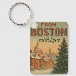 Vintage From Boston With Love Christmas  Key Ring