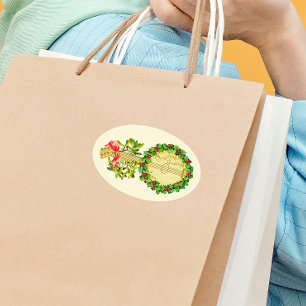 Vintage From me to you Christmas Greetings Gift Oval Sticker