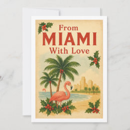 Vintage From Miami With Love Christmas Holiday Card