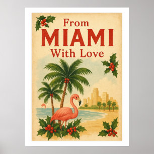 Vintage From Miami With Love Christmas Poster