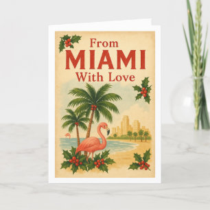 Vintage From Miami With Love Folded Christmas Card