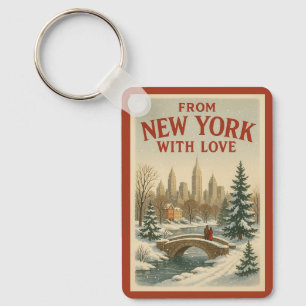 Vintage From New York With Love  Key Ring