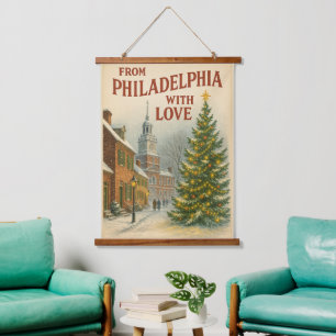 Vintage From Philadelphia With Love Christmas Hanging Tapestry