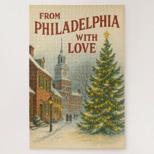 Vintage From Philadelphia With Love Christmas Jigsaw Puzzle