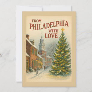 Vintage From Philadelphia With Love Flat Holiday Card