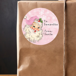 Vintage From Santa to Child Gift Christmas Pink Classic Round Sticker