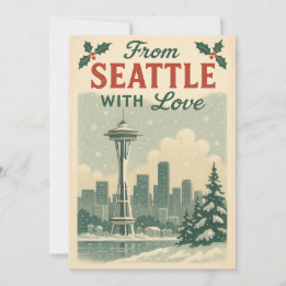 Vintage From Seattle With Love Christmas Holiday Card