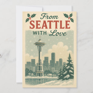 Vintage From Seattle With Love Christmas Holiday Card