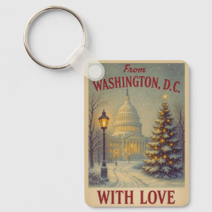 Vintage From Washington, DC With Love Christmas Key Ring