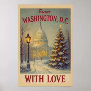 Vintage From Washington, DC With Love Christmas Poster