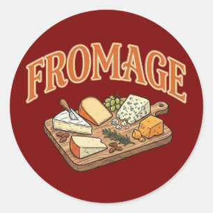 Vintage Fromage French Cheese Charcuterie Graphic  Classic Round Sticker