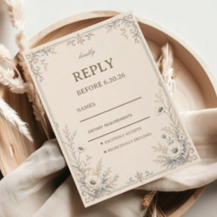 Vintage Frosted Botanical RSVP Card