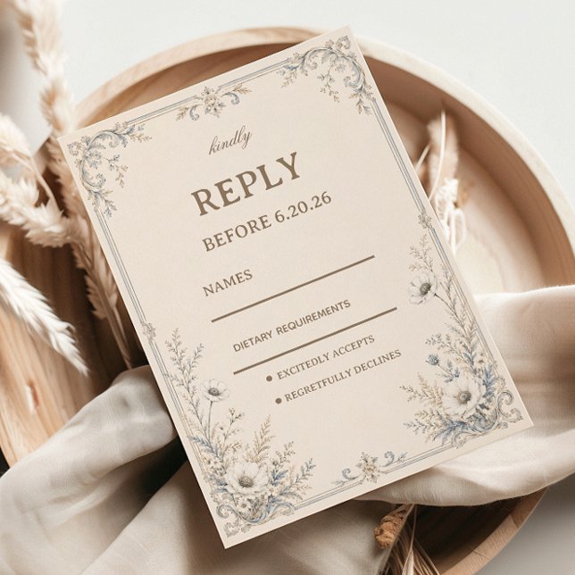 Vintage Frosted Botanical RSVP Card (Creator Uploaded)