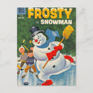 Vintage Frosty on Skates Postcard