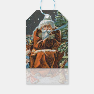Vintage Frosty Santa With Pipe Christmas Gift Tags