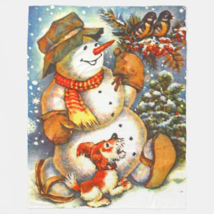 Vintage frosty the snowman A Christmas Fleece Blanket