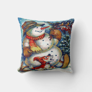Vintage frosty the snowman and Friends a Christmas Cushion
