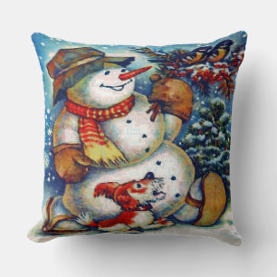 Vintage frosty the snowman and Friends a Christmas Cushion